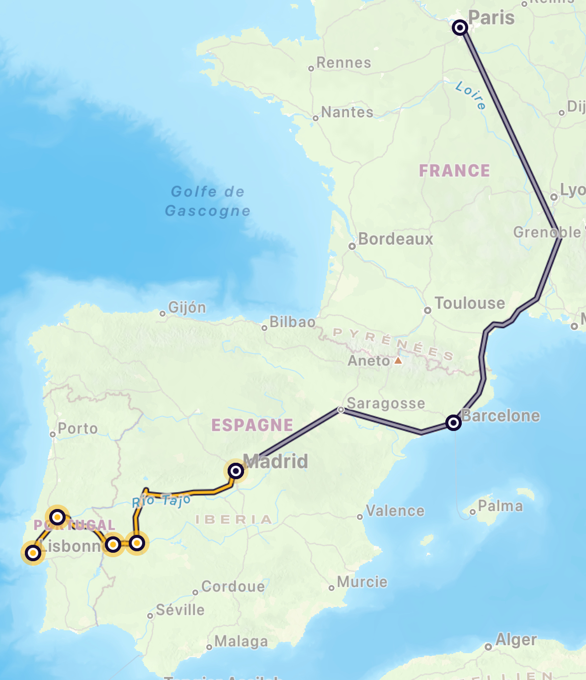 Carte du voyage
